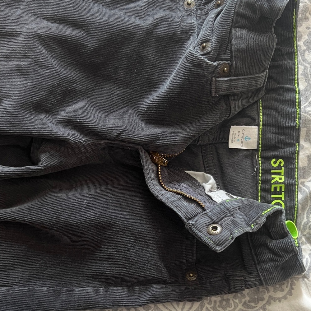 J Crew Crewcuts Gray Corduroy Kids Casual Bottoms SZ 6